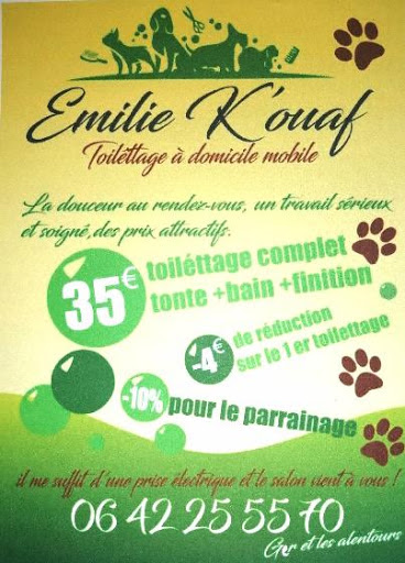 Emilie k ouaf toilettage à domicile, salon de toilettage sur Groomie.fr et au 87 Rue de l'Europe, 50850 Ger