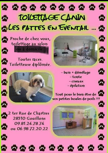Les Pattes en Eventail..., salon de toilettage sur Groomie.fr et au 2 Rue de Chartres, 28310 Gouillons